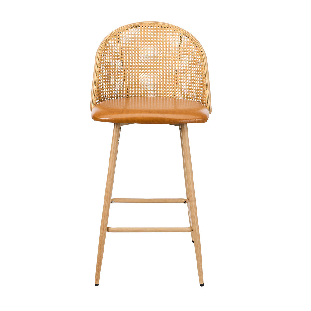Set of Two Centrum Rattan High Back Barstool Set | Beautiful 95cm Modern Retro Kitchen Barstools