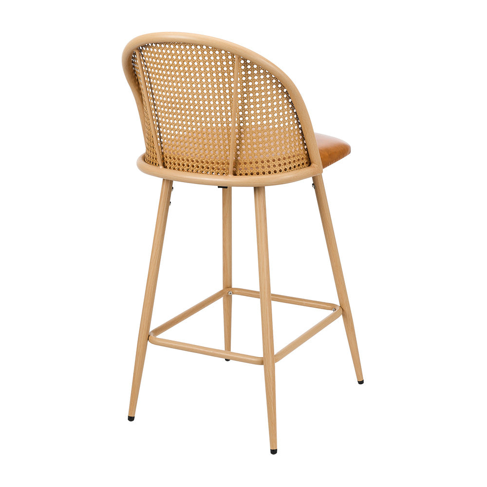 Set of Two Centrum Rattan High Back Barstool Set | Beautiful 95cm Modern Retro Kitchen Barstools