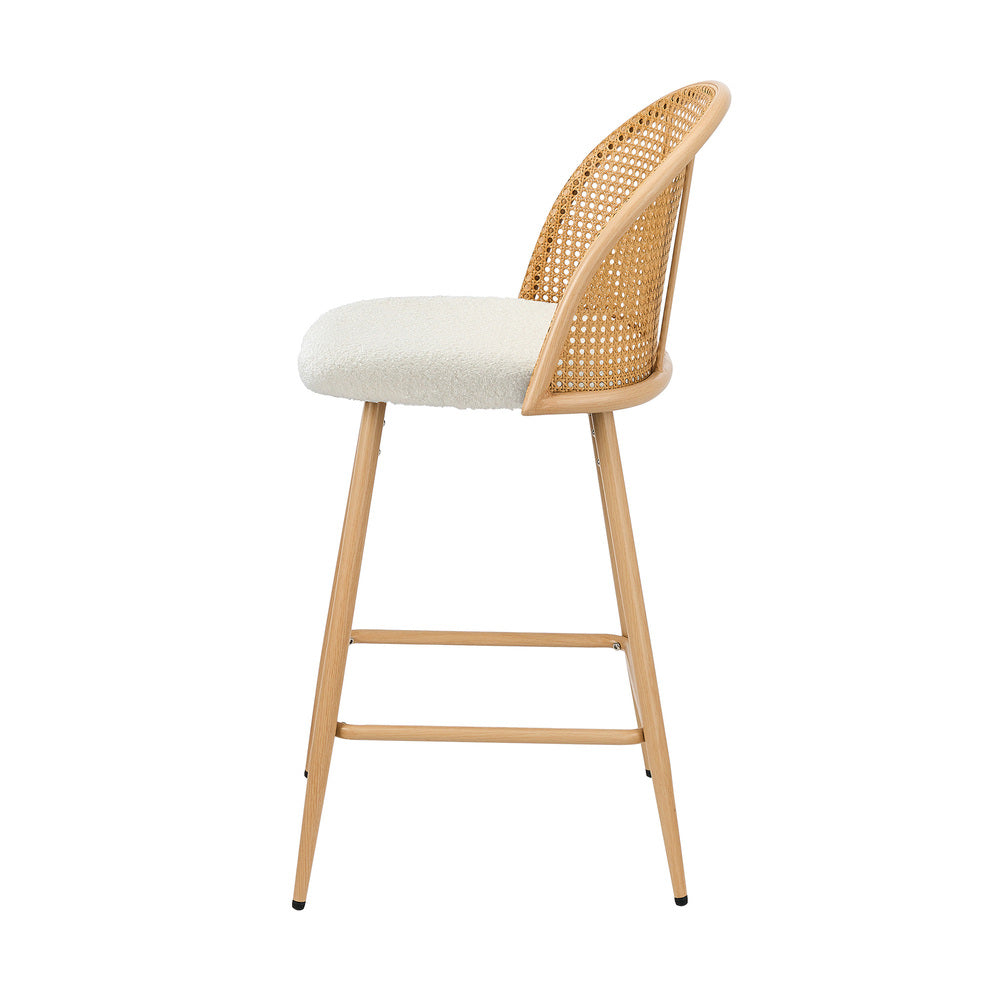 Set of Two Centrum Rattan High Back Barstool Set | Beautiful 95cm Modern Retro Kitchen Barstools
