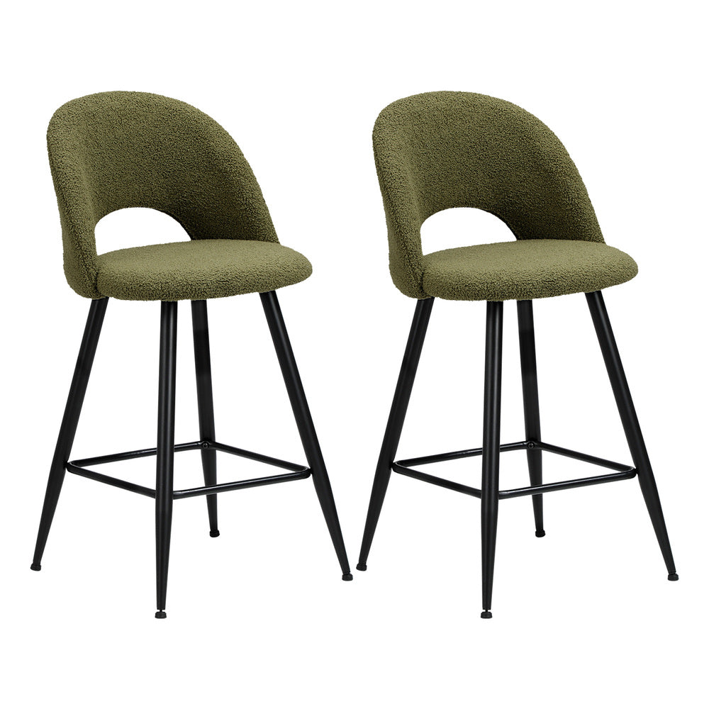 Set of Two Romana Boucle Fabric High Back Barstools | Stylish Modern Boucle Barstools Set