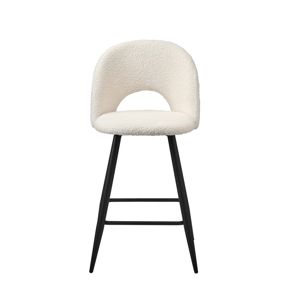 Set of Two Romana Boucle Fabric High Back Barstools | Stylish Modern Boucle Barstools Set