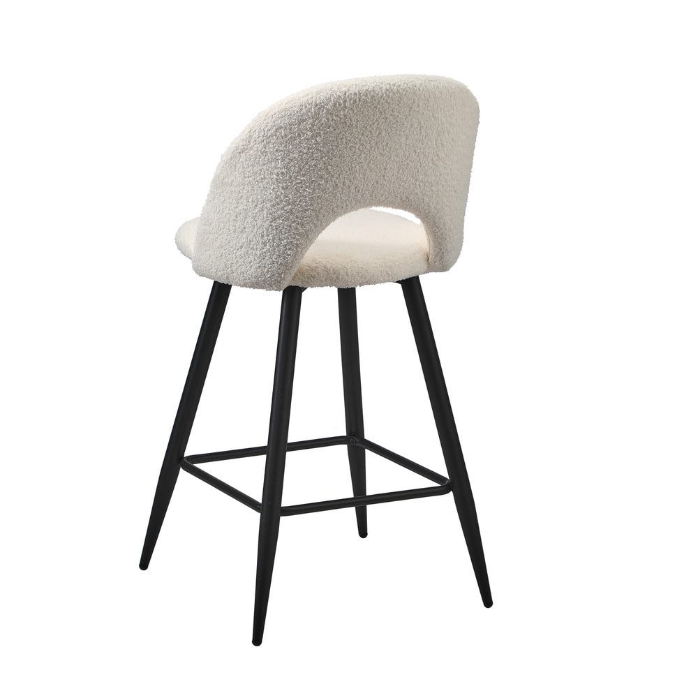Set of Two Romana Boucle Fabric High Back Barstools | Stylish Modern Boucle Barstools Set