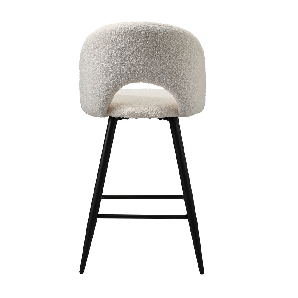 Set of Two Romana Boucle Fabric High Back Barstools | Stylish Modern Boucle Barstools Set