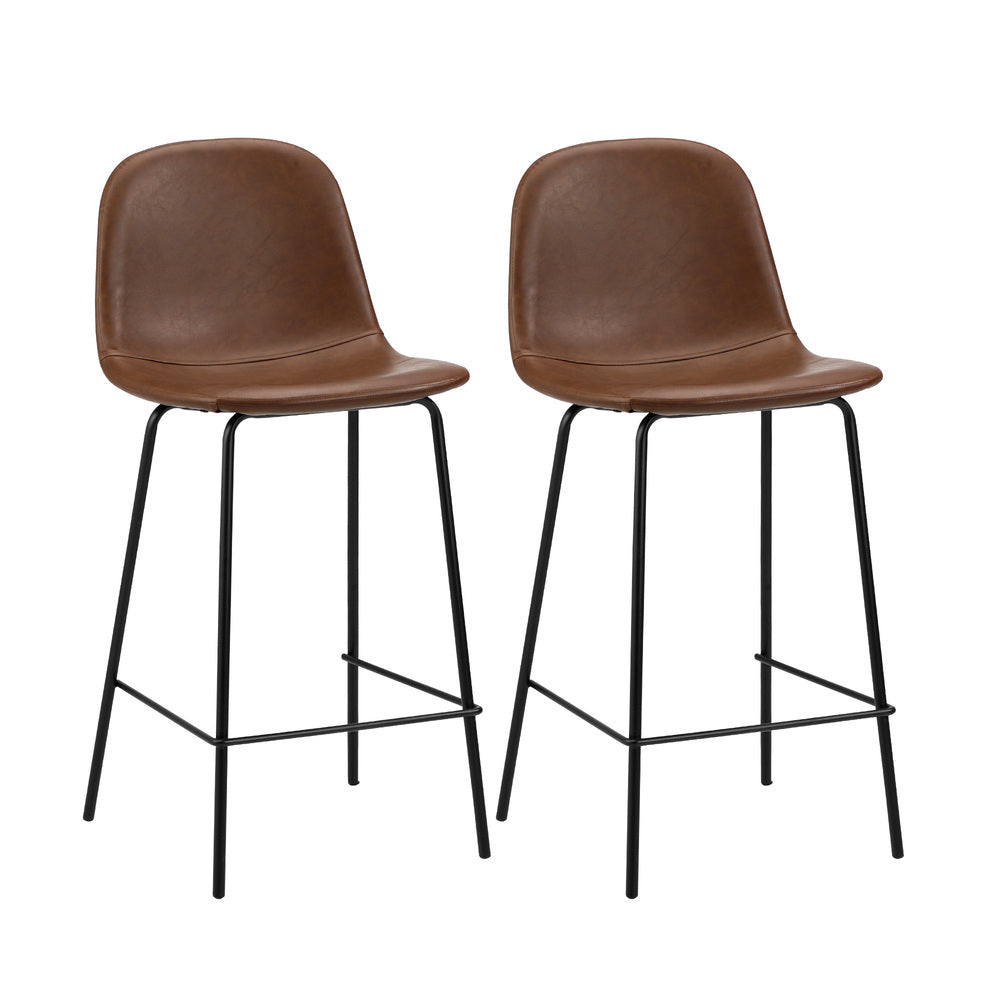 Romagna Luxe Countour Barstool Set 92cm High | Premium PU Leather and Steel Kitchen Barstools
