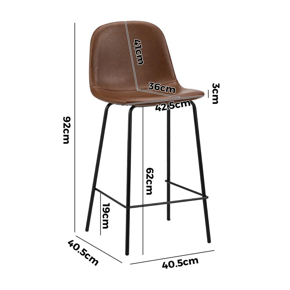 Romagna Luxe Countour Barstool Set 92cm High | Premium PU Leather and Steel Kitchen Barstools