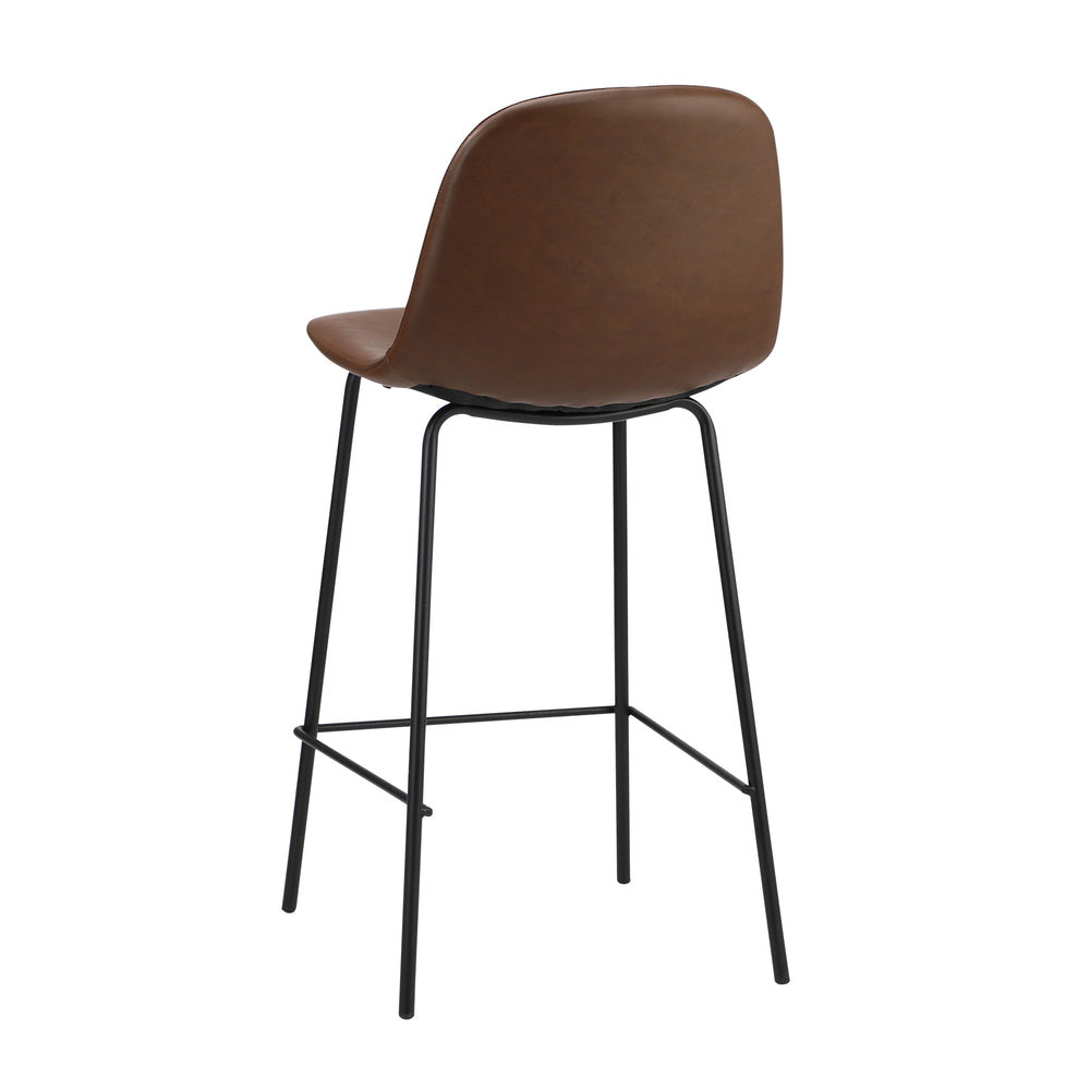 Romagna Luxe Countour Barstool Set 92cm High | Premium PU Leather and Steel Kitchen Barstools