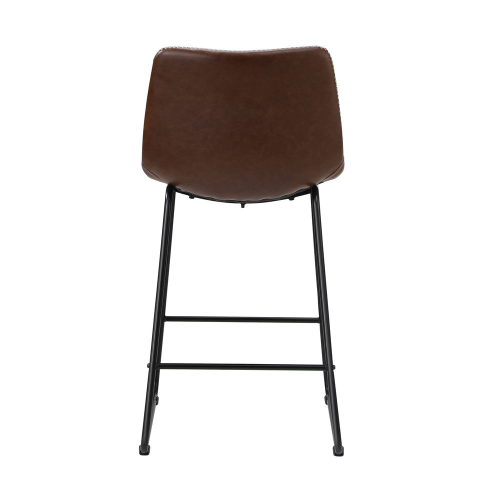 Abruzzi Luxe Countour Barstool Set | Premium PU Leather and Steel Kitchen Barstools