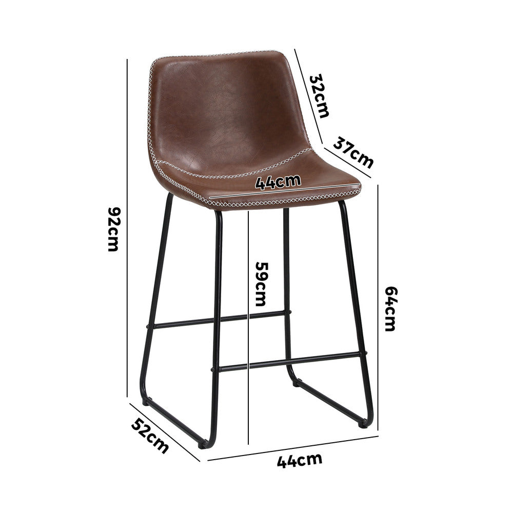 Abruzzi Luxe Countour Barstool Set | Premium PU Leather and Steel Kitchen Barstools