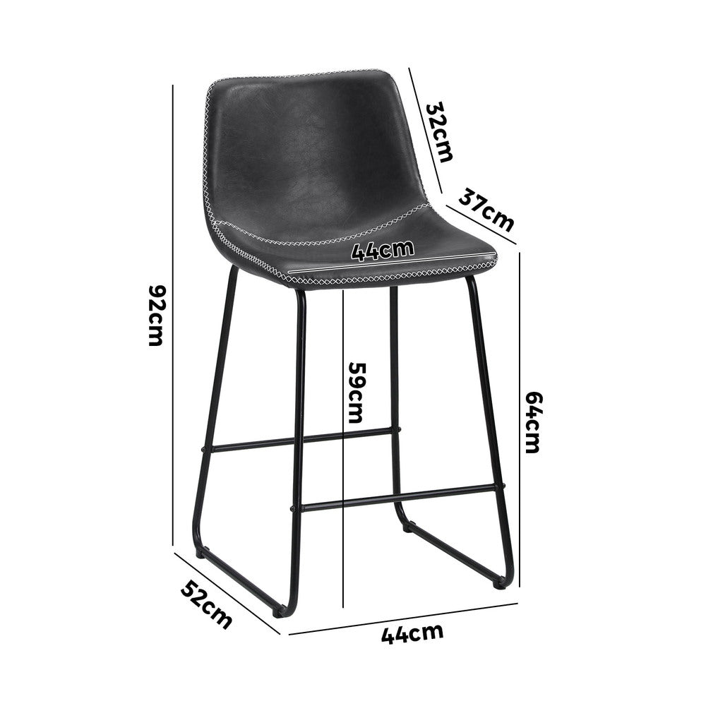 Abruzzi Luxe Countour Barstool Set | Premium PU Leather and Steel Kitchen Barstools