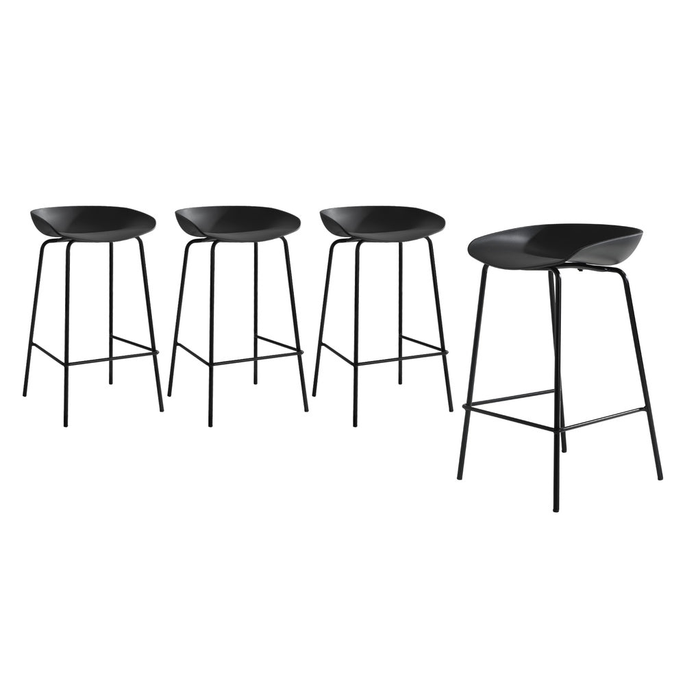 Set of Four Astanto Modern Slim Barstools | 4x Metal Frame 73cm High Bastools Set