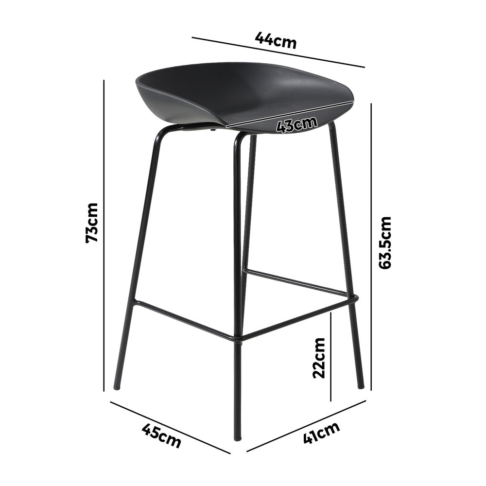 Set of Four Astanto Modern Slim Barstools | 4x Metal Frame 73cm High Bastools Set