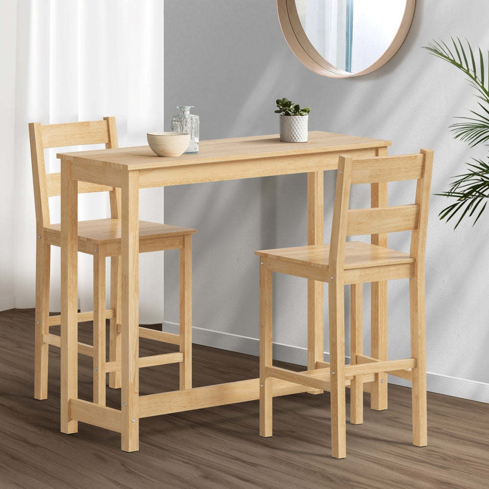 Emprezzo 3pc Kitchen Dining Barstool Set | Slimline 2 Barstools and Breakfast Table Set
