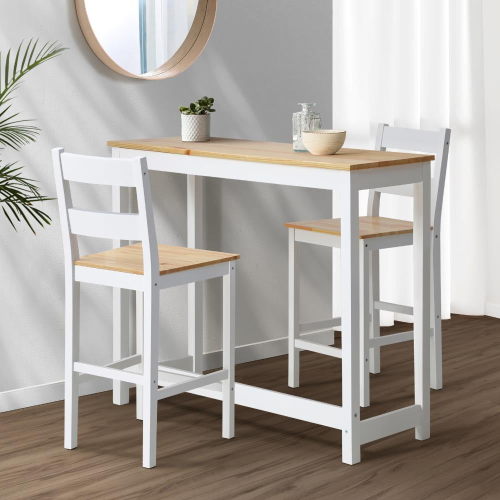 Emprezzo 3pc Kitchen Dining Barstool Set | Slimline 2 Barstools and Breakfast Table Set