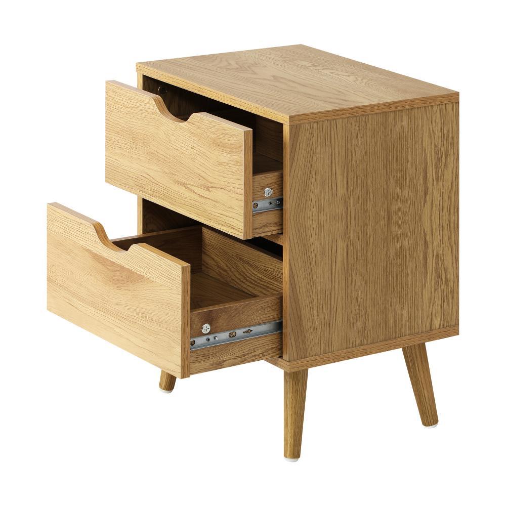 Nordi 2 Draw Wooden Bedside Table | Slim Scandi Style Wooden Bedside Table Unit