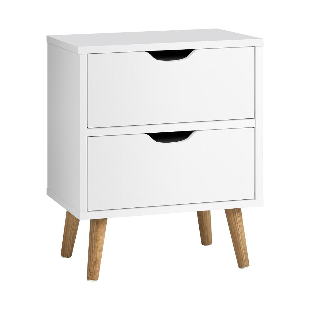 Nordi 2 Draw Wooden Bedside Table | Slim Scandi Style Wooden Bedside Table Unit