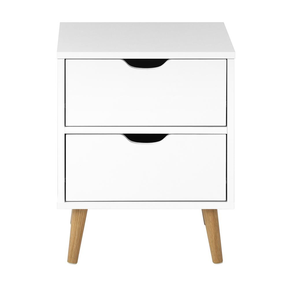 Nordi 2 Draw Wooden Bedside Table | Slim Scandi Style Wooden Bedside Table Unit