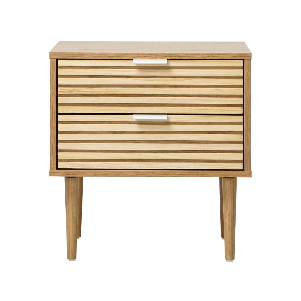 Centrum 2 Draw Designer Bedside Table | Modern Timber Panel Bedroom Nightstand