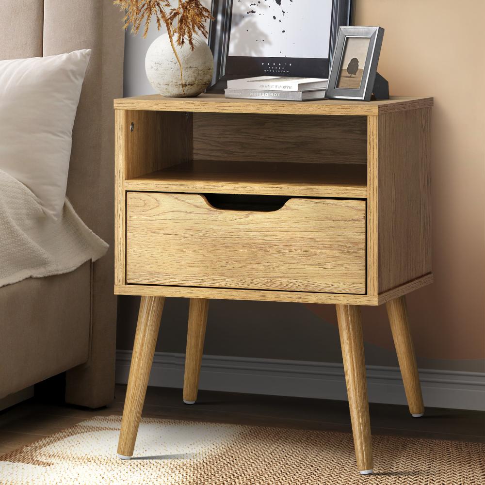 Scandi X Multi Storage Modern Bedside Table | Sleek Versatile Nightstand Table