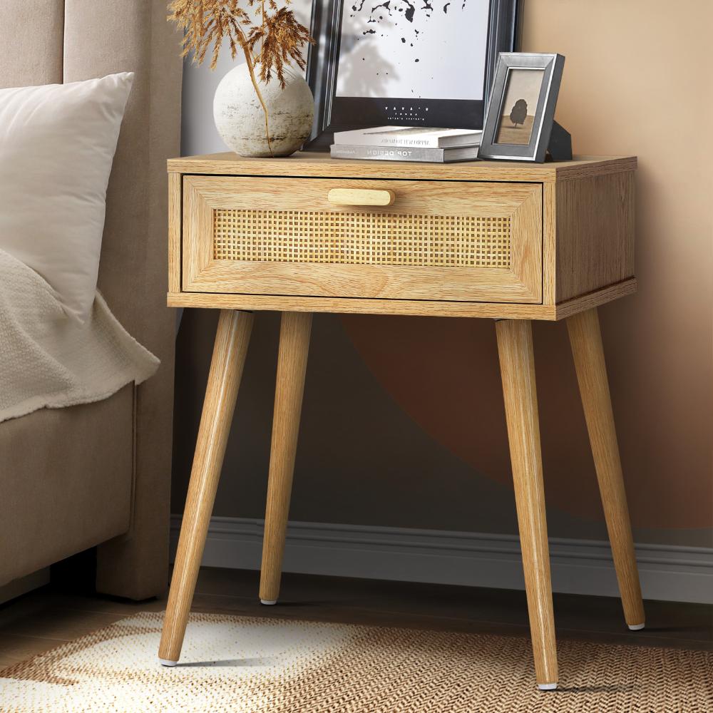 Abruzzi Rattan Modern Bedside Table | Versatile Drawer Nightstand Table