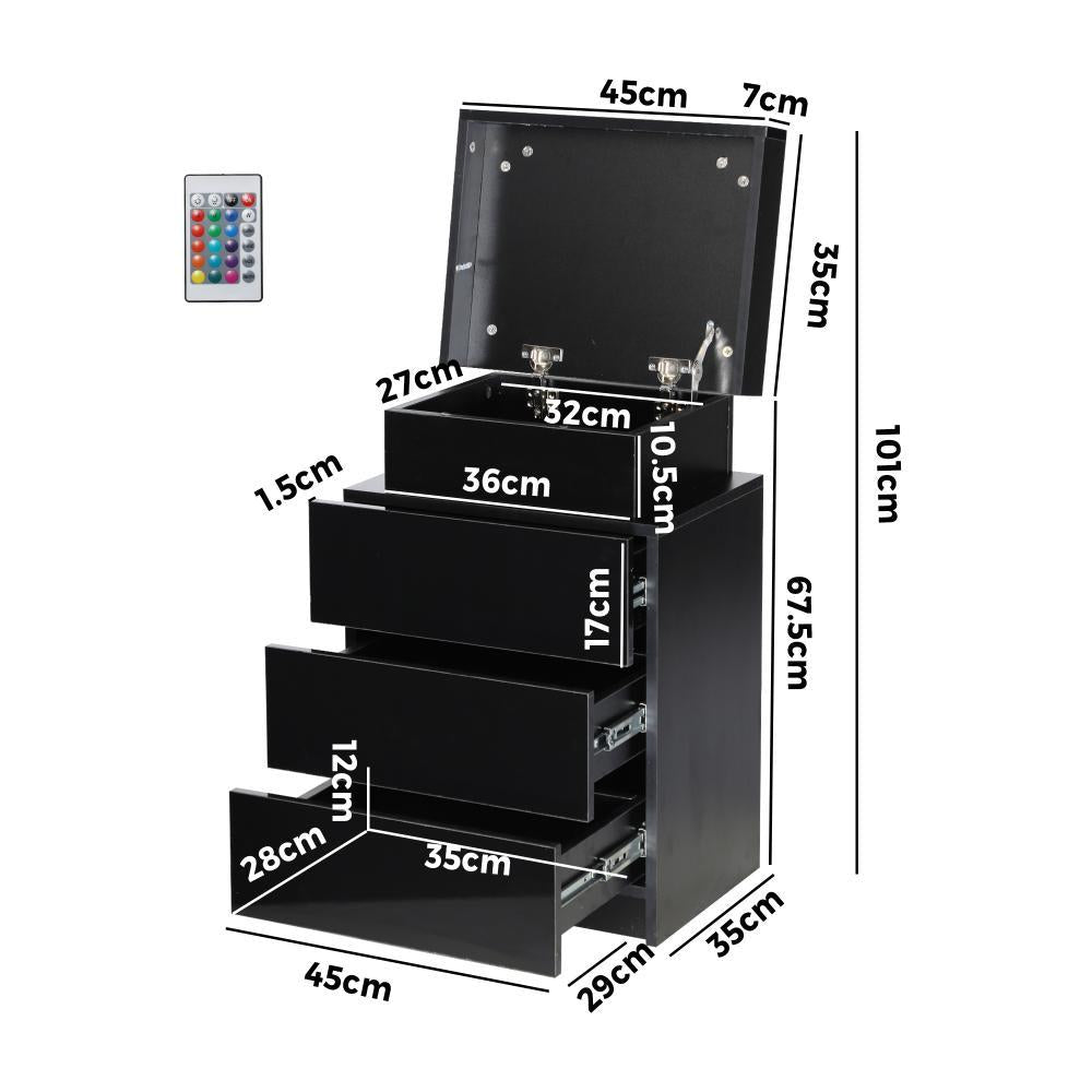 Carlo Supreme LED Multicolour Bedside Table | Modern Glossy Lift Storage Nightstand Bedside Unit