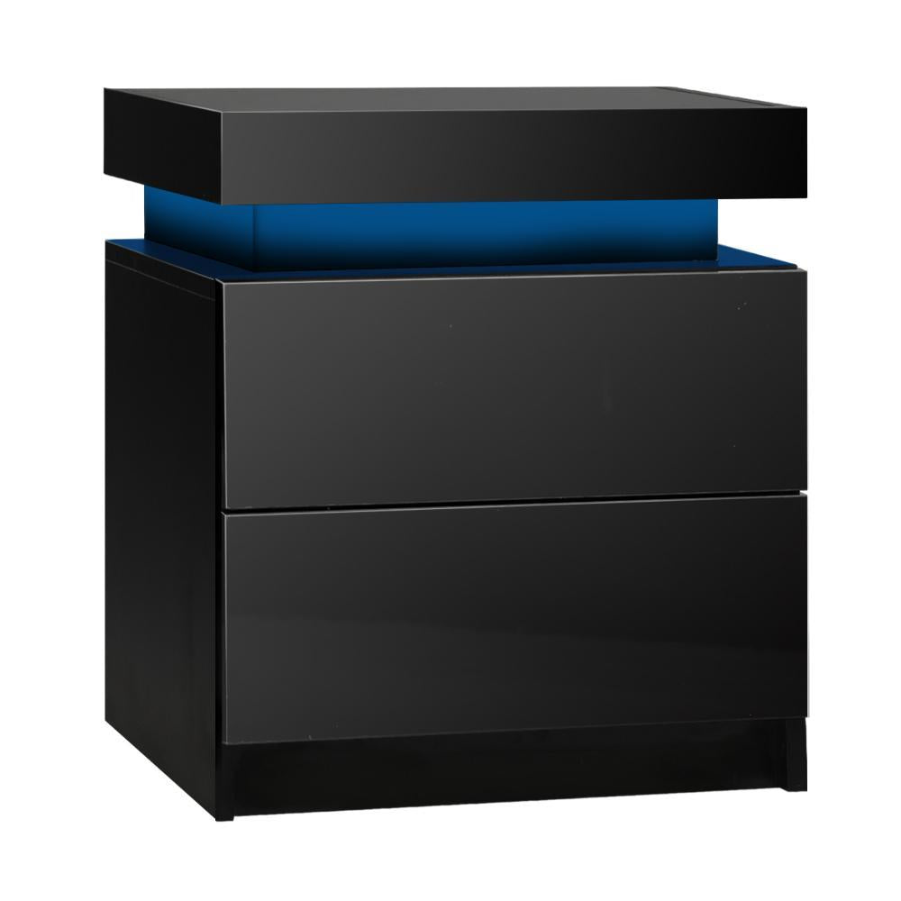 Carlo Supreme LED Multicolour Bedside Table | Modern Glossy Lift Storage Nightstand Bedside Unit