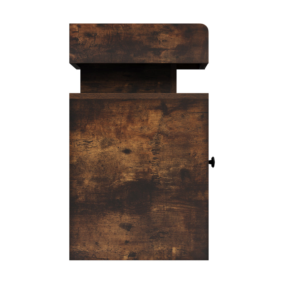 Neo Luxe LED Multicolour Bedside Table | Modern Glossy Storage Nightstand Bedside Unit with USB Port