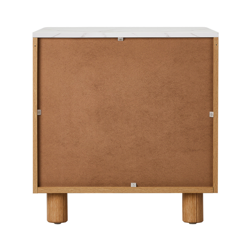 Ferrara 2 Draw Wooden Bedside Table | Two Tone Marble Style Top Nightstand