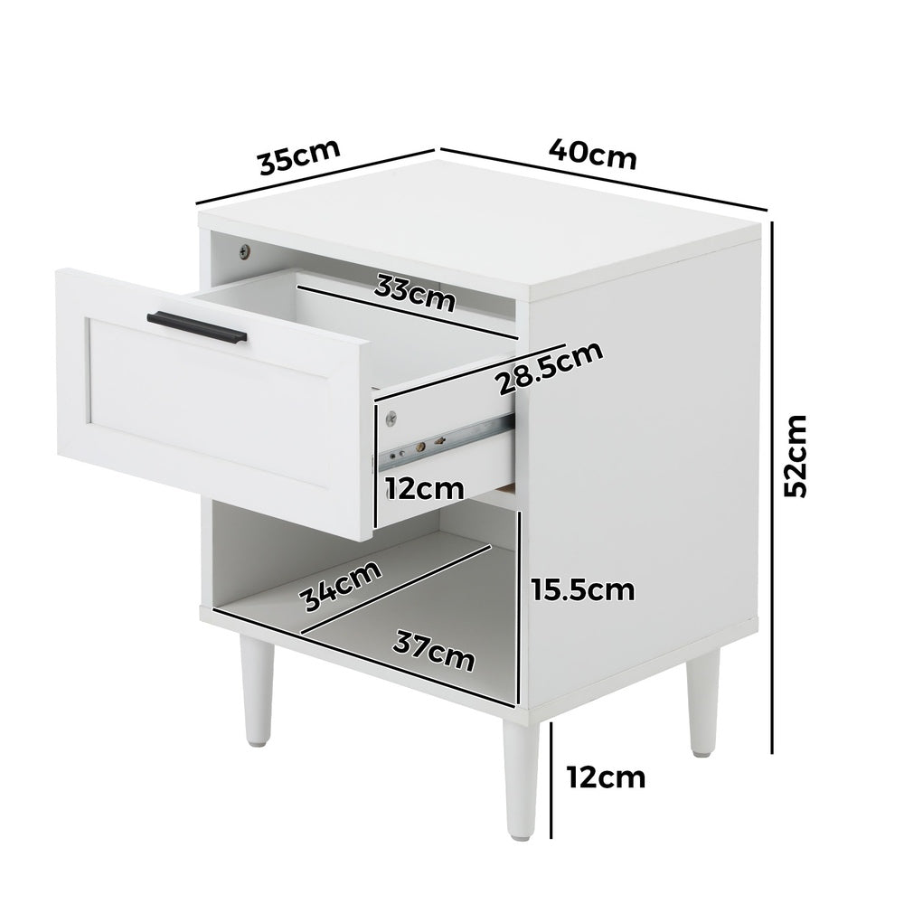 Aspire Modern Two Drawer Bedside Table | Modern Wooden Storage Unit Nightstand