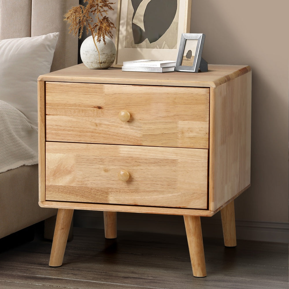 Prato 2 Draw Wooden Bedside Table | Modern Storage Bedside Unit Nightstand