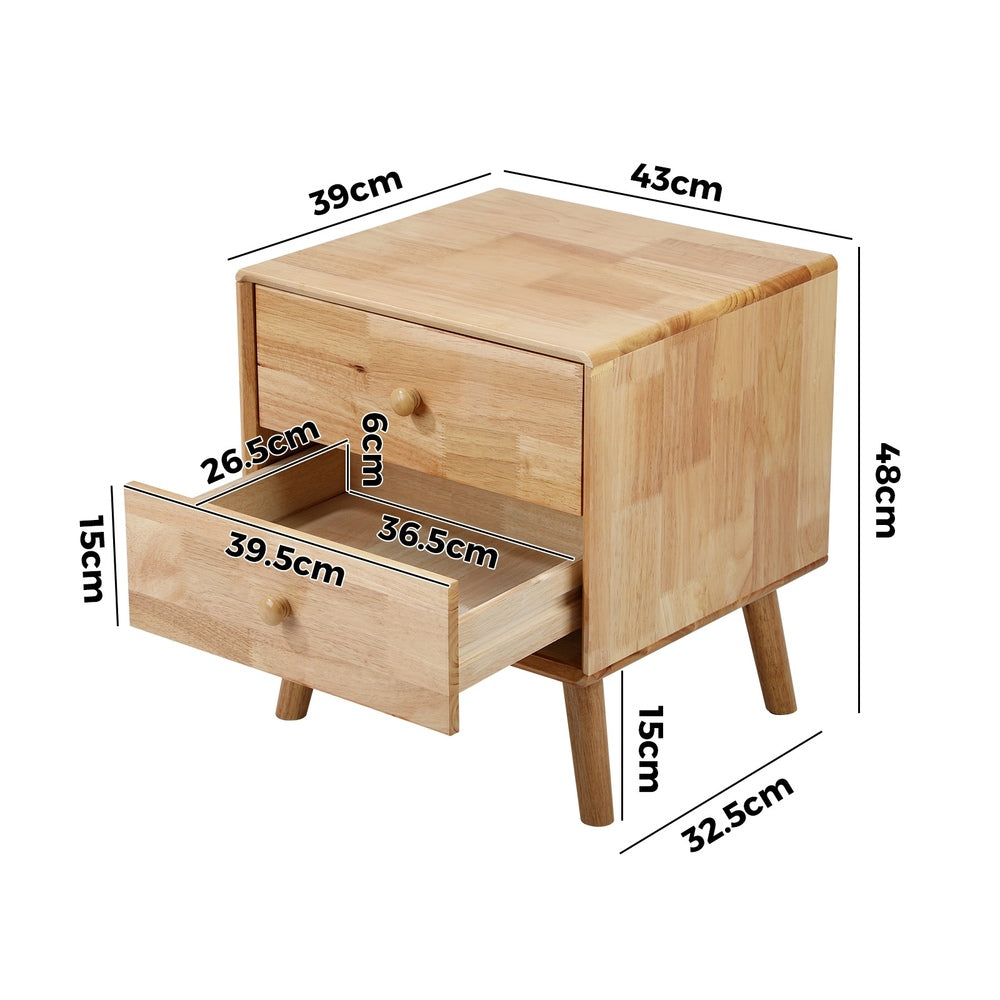 Prato 2 Draw Wooden Bedside Table | Modern Storage Bedside Unit Nightstand