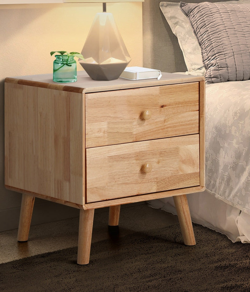 Prato 2 Draw Wooden Bedside Table | Modern Storage Bedside Unit Nightstand