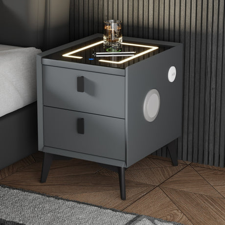 Egalo Modern PU Leather USB and Bluetooth Bedside Table