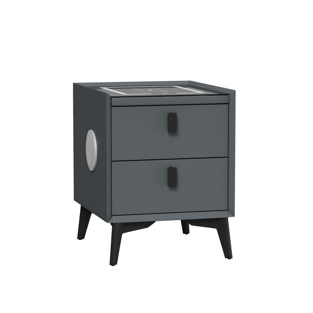 Egalo Modern PU Leather USB and Bluetooth Bedside Table