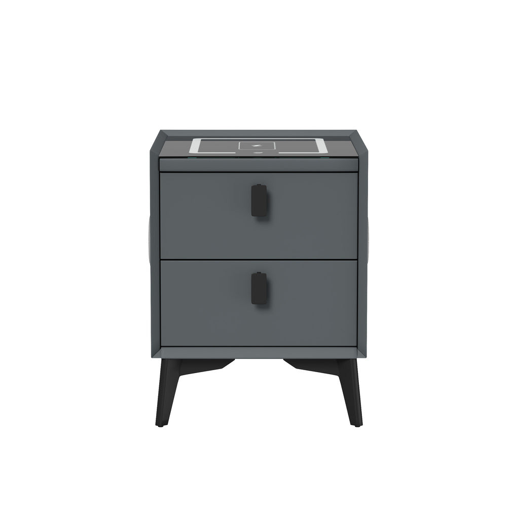 Egalo Modern PU Leather USB and Bluetooth Bedside Table