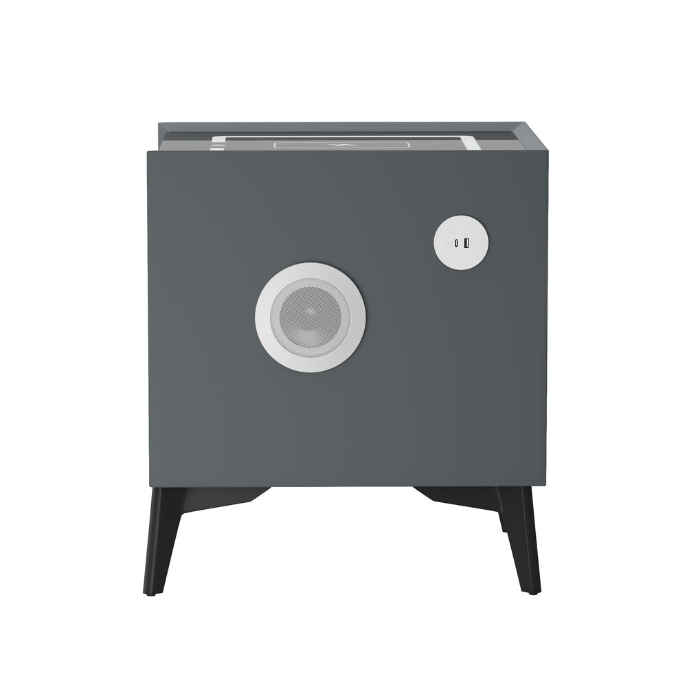 Egalo Modern PU Leather USB and Bluetooth Bedside Table