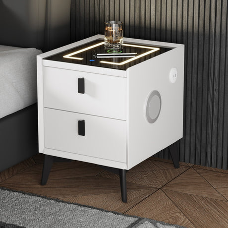 Egalo Modern PU Leather USB and Bluetooth Bedside Table