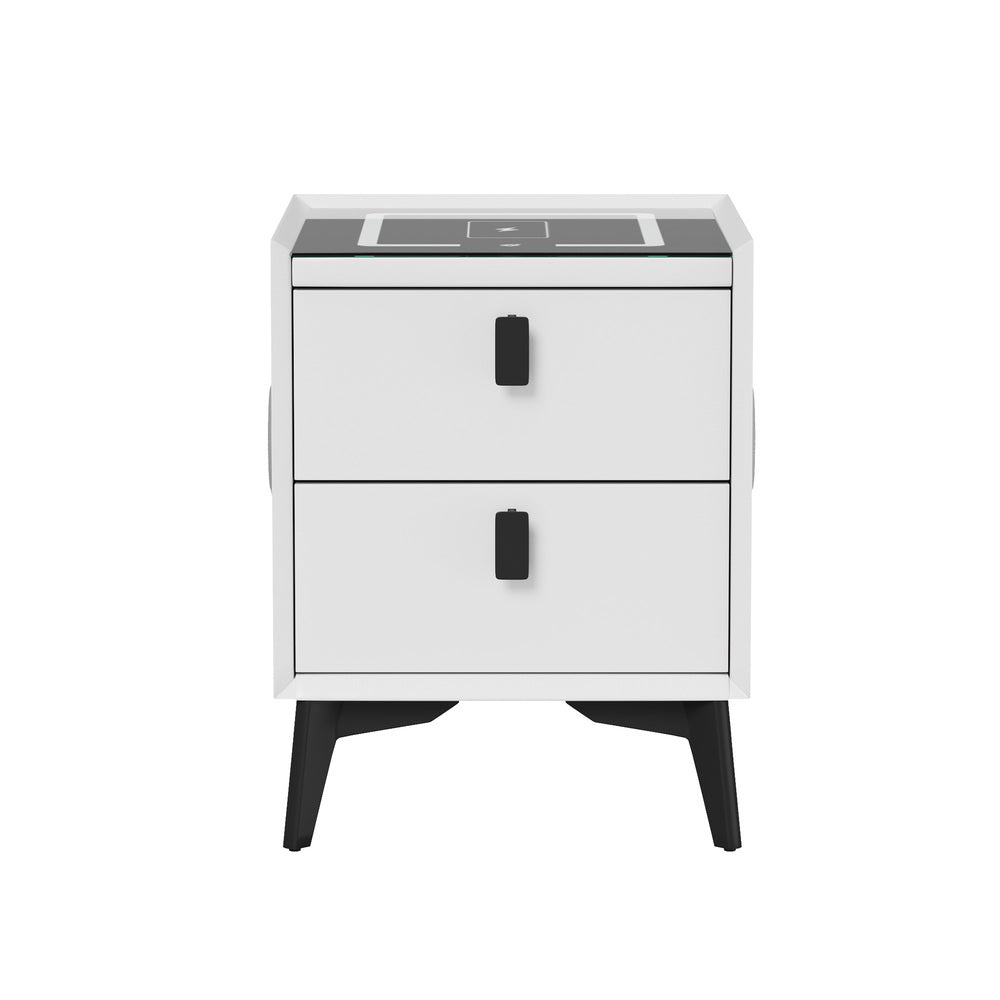 Egalo Modern PU Leather USB and Bluetooth Bedside Table