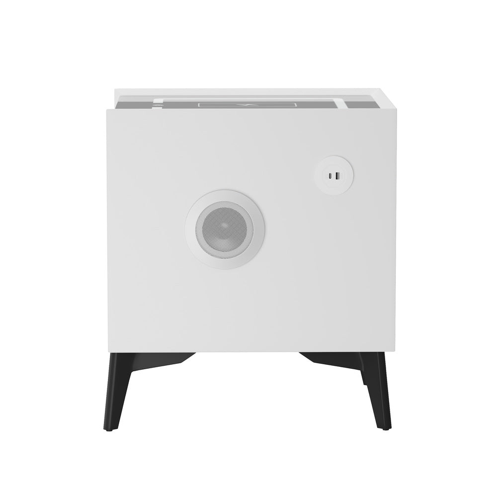 Egalo Modern PU Leather USB and Bluetooth Bedside Table