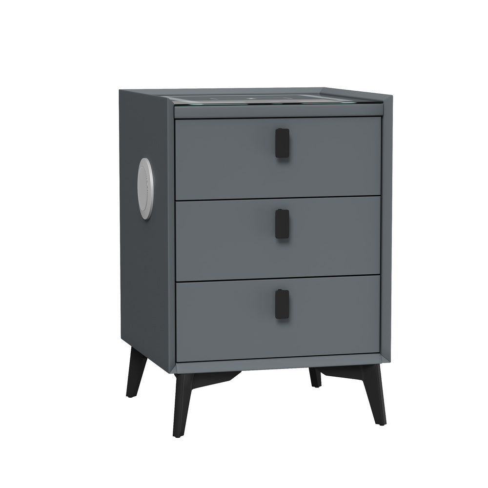 Egalo Modern PU Leather USB and Bluetooth Bedside Table