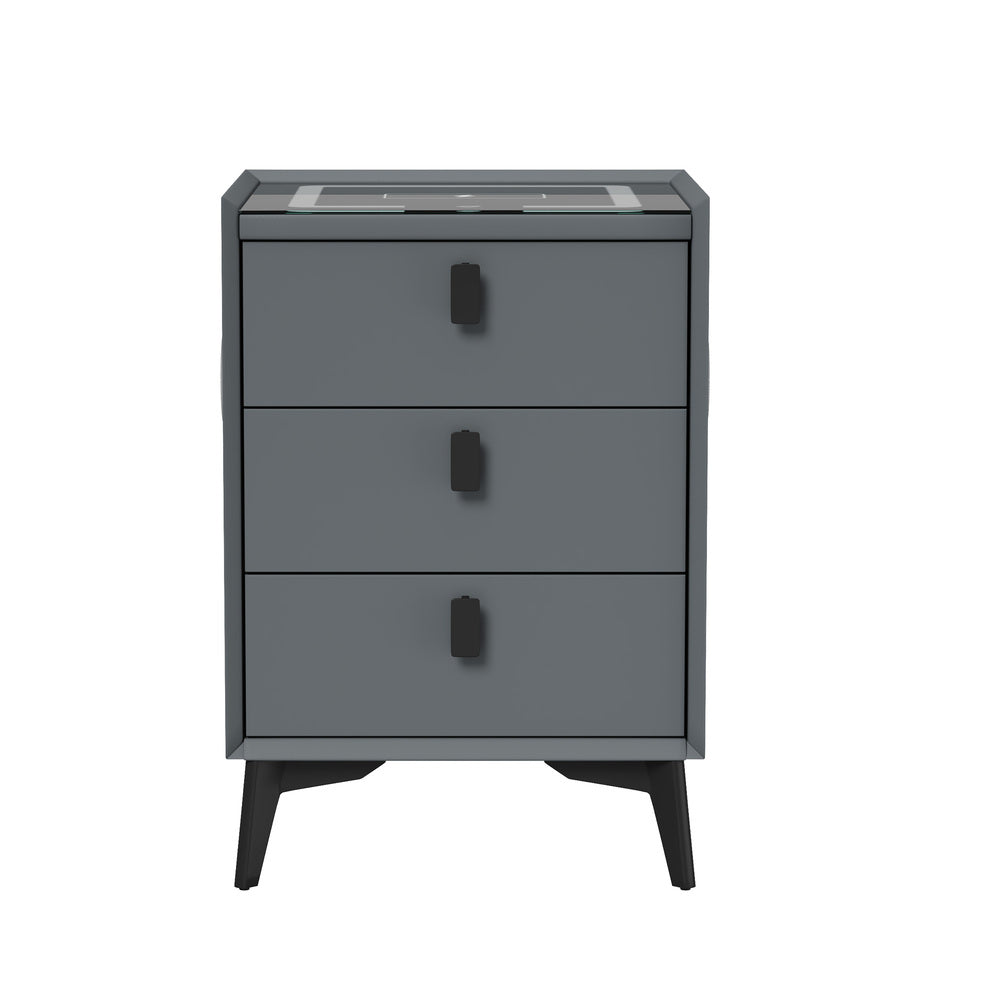 Egalo Modern PU Leather USB and Bluetooth Bedside Table