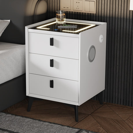 Egalo Modern PU Leather USB and Bluetooth Bedside Table