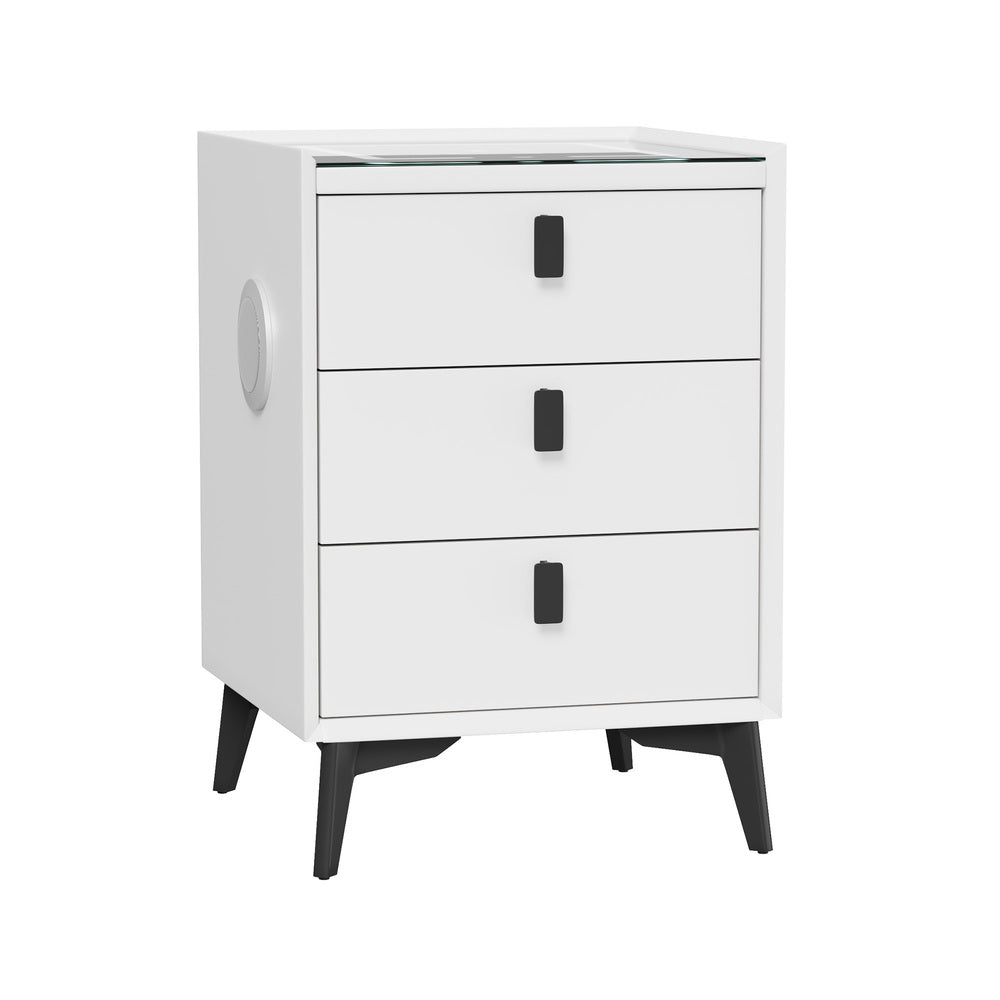 Egalo Modern PU Leather USB and Bluetooth Bedside Table