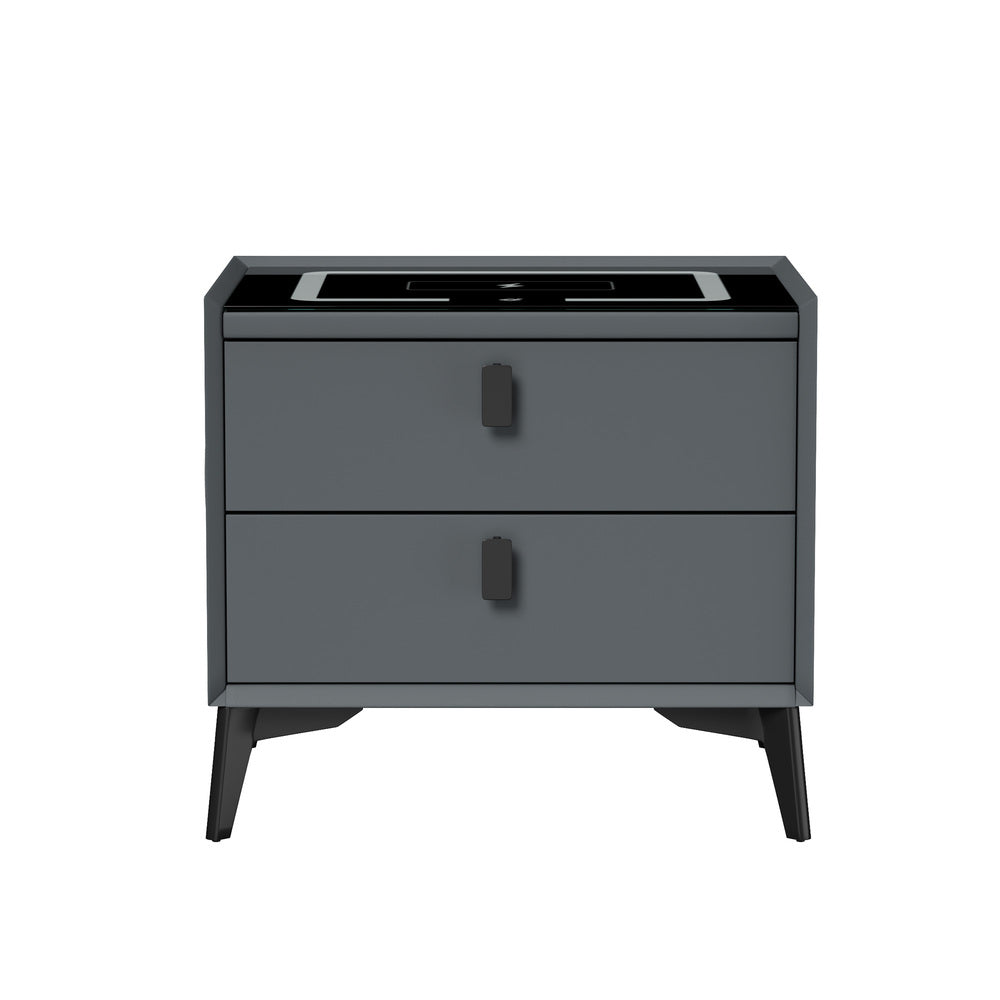 Egalo Modern PU Leather USB and Bluetooth Bedside Table