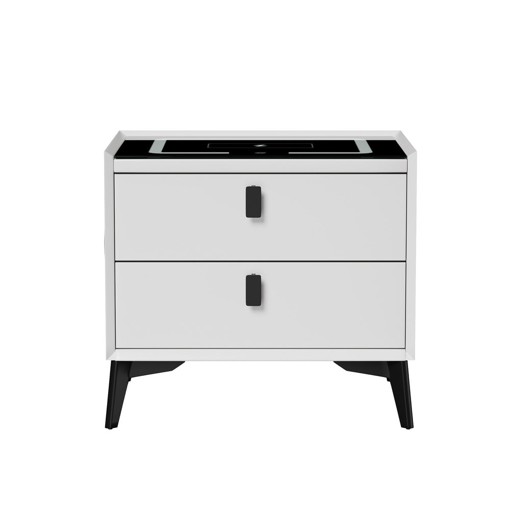 Egalo Modern PU Leather USB and Bluetooth Bedside Table