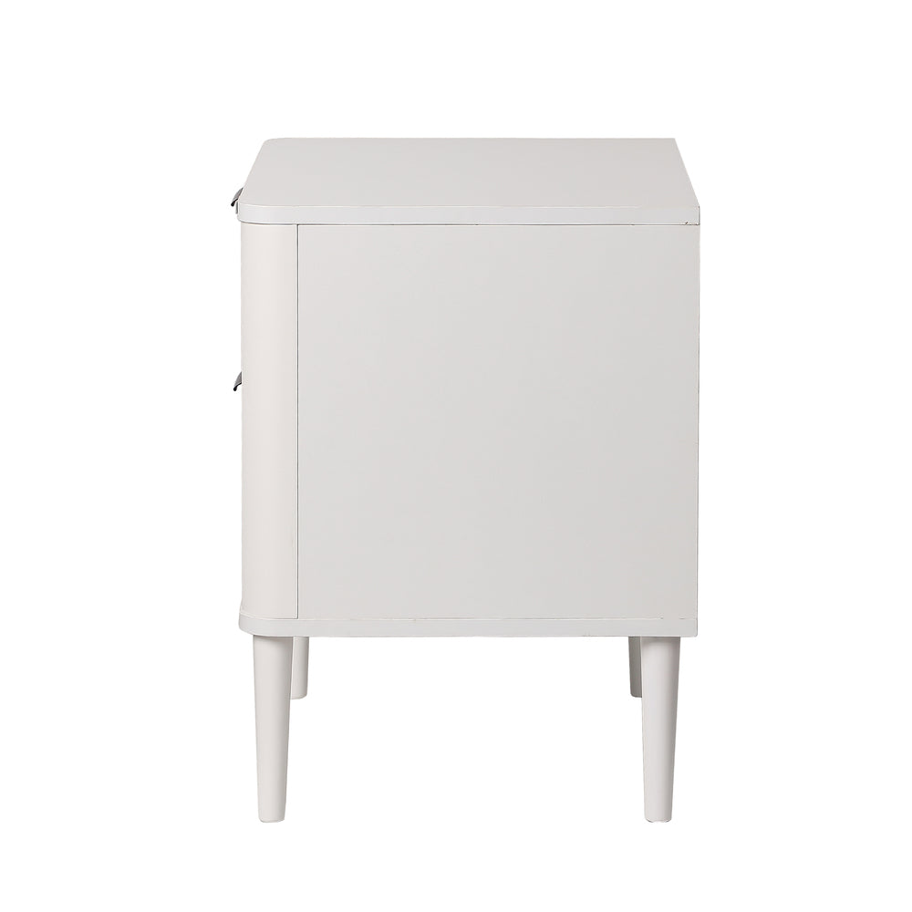 Santorini 2 Draw Fluted Bedside Table | Modern Storage White Bedside Unit Nightstand
