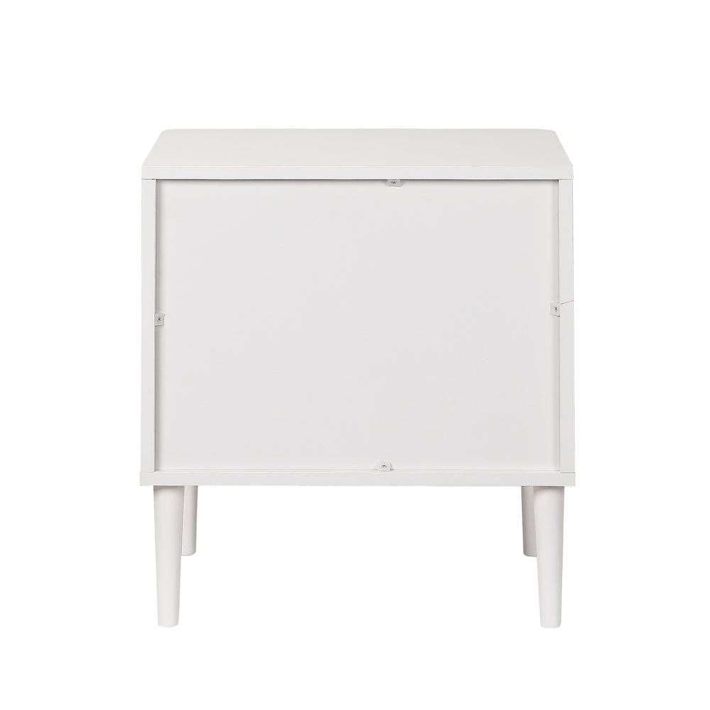 Santorini 2 Draw Fluted Bedside Table | Modern Storage White Bedside Unit Nightstand