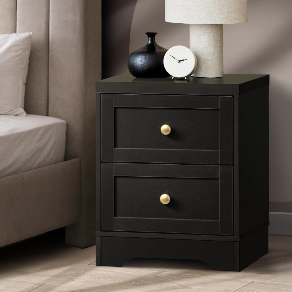 Antigua Slimline Bedside Table with Two Drawers | Hampton Style Bedside Table and Storage Drawers