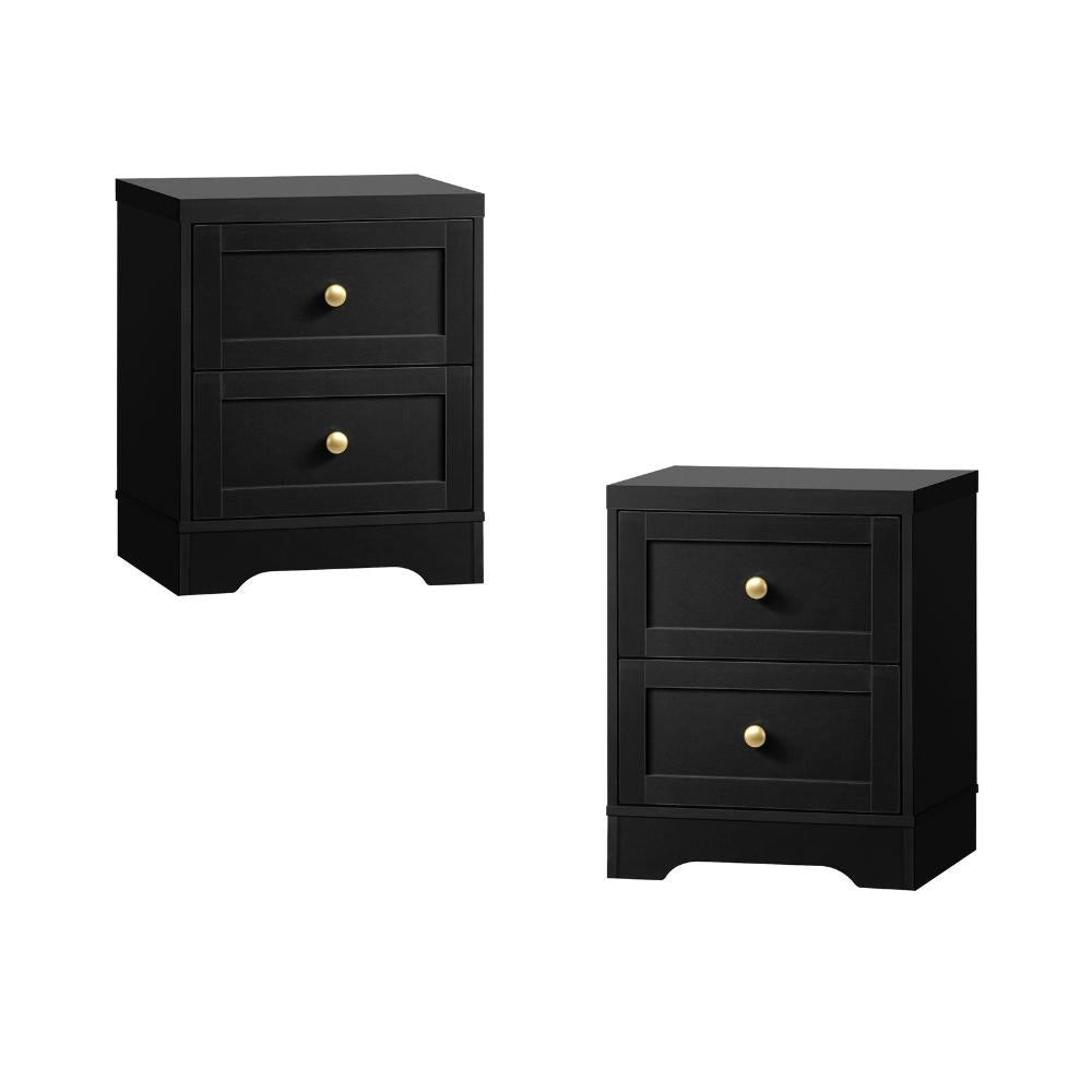 Antigua Slimline Bedside Table with Two Drawers | Hampton Style Bedside Table and Storage Drawers