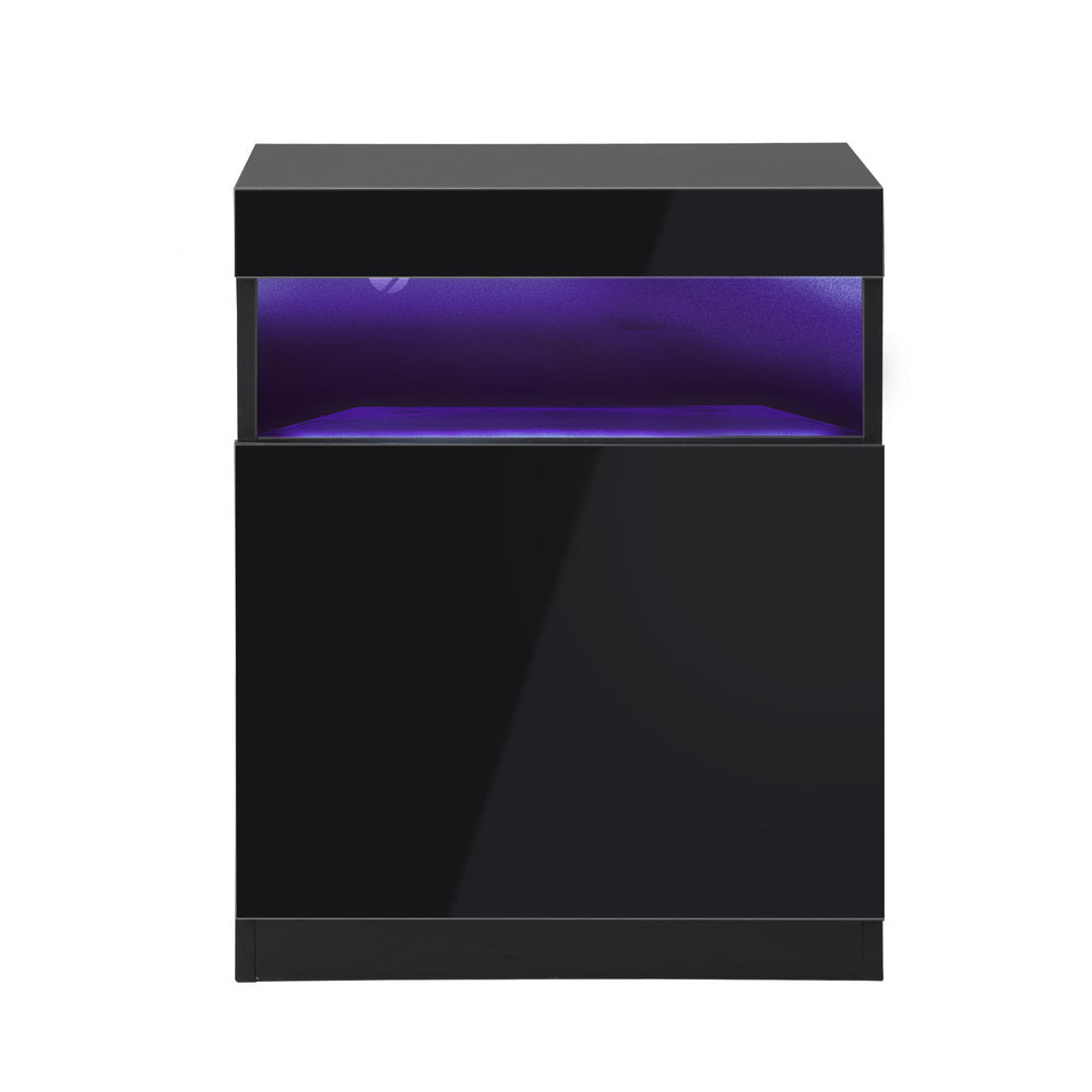 Grazio Supreme LED Multicolour Bedside Table | Modern Glossy Lift Storage Nightstand