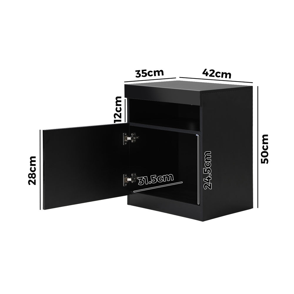 Grazio Modern LED Bedside Table | Gloss Storage Draw One Shelf Nightstand